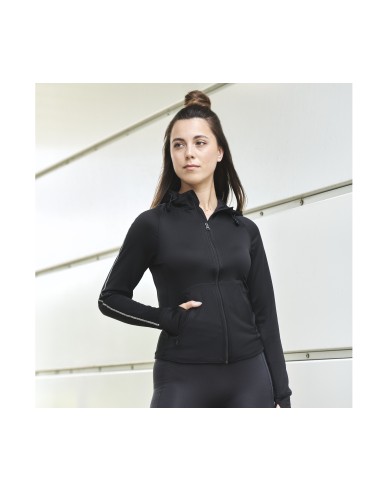 T-TL551-Sweat-shirt à capuche de course léger avec bande réfléchissante femme